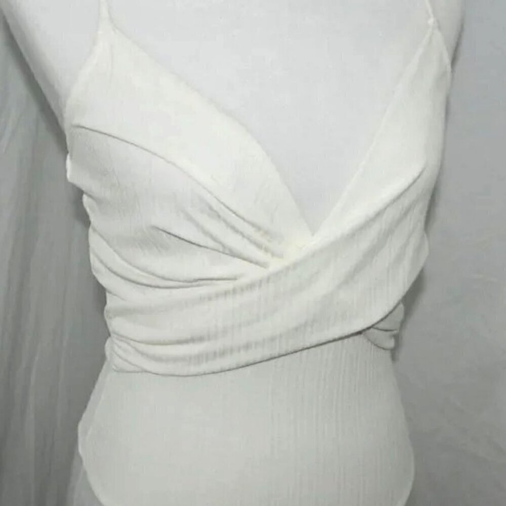 NWT Bodysuit Tank Top Ivory Magnolia Boutique Womens Medium Draped Shirt